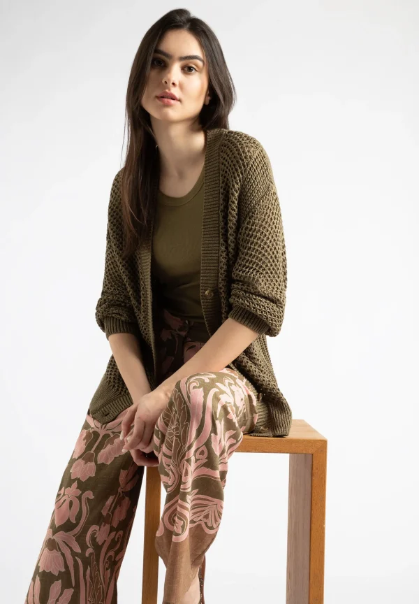 MORE & MORE Ajour Cardigan, soft reed green, Sommer-Kollektion