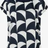 MORE & MORE Blusenshirt mit grafischem Print, marine/ecru, Frühjahrs-Kollektion