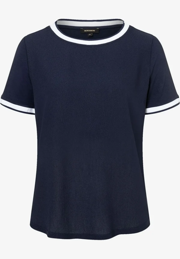 MORE & MORE Blusenshirt mit Kontrastabschlüssen, /weiß, Frühjahrs-Kollektion