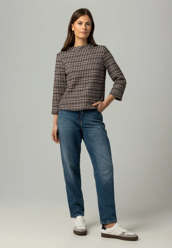 MORE & MORE Bouclé Sweatshirt, kariert, Winter-Kollektion