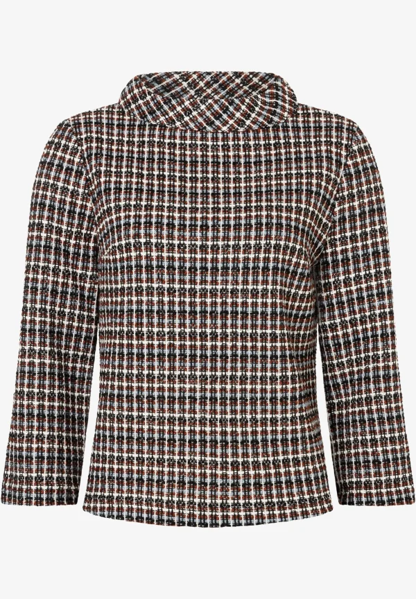 MORE & MORE Bouclé Sweatshirt, kariert, Winter-Kollektion