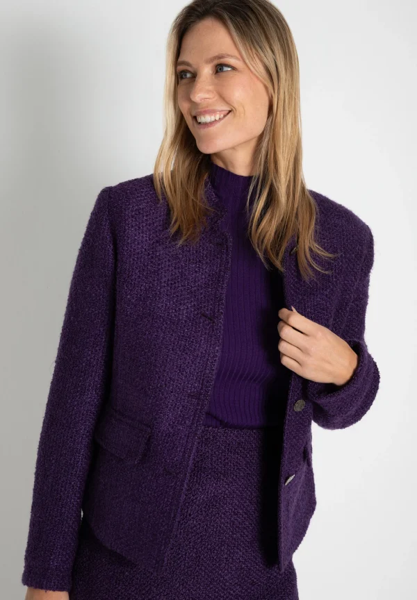 MORE & MORE Bouclé-Blazer, pure purple, Herbst-Kollektion