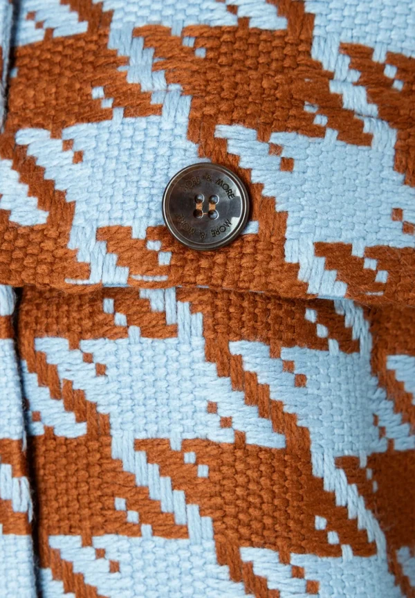 MORE & MORE Jacke mit Hahnentrittmuster, hellblau/rostbraun, Winter-Kollektion