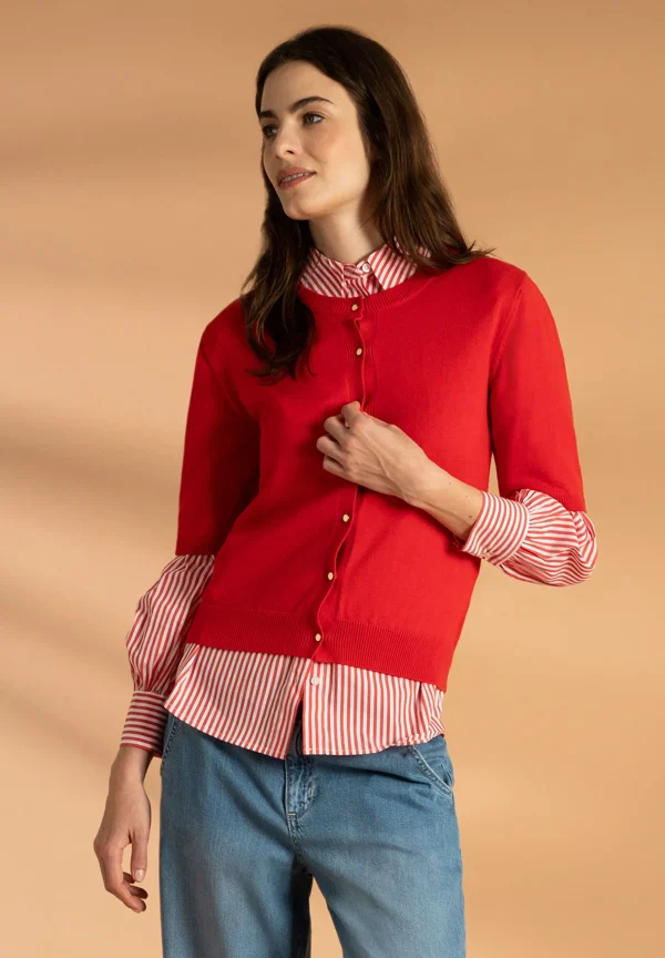 MORE & MORE Kurzarm-Cardigan, soft red, Frühjahrs-Kollektion