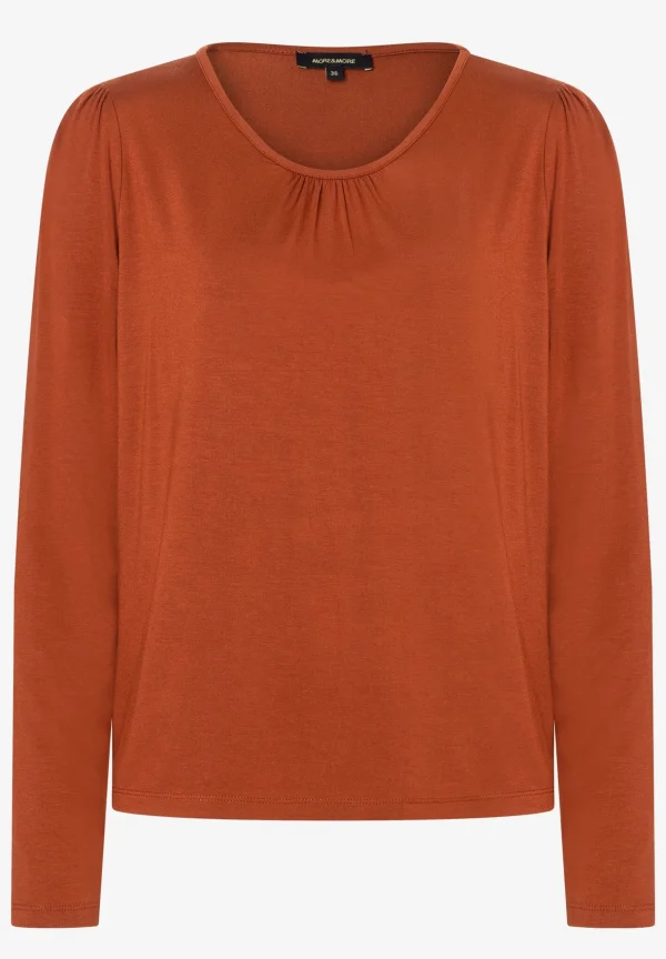 MORE & MORE Langarmshirt mit Raffungen, rusty brown, Winter-Kollektion
