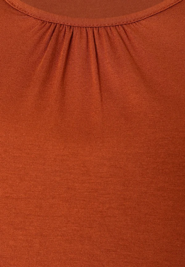 MORE & MORE Langarmshirt mit Raffungen, rusty brown, Winter-Kollektion