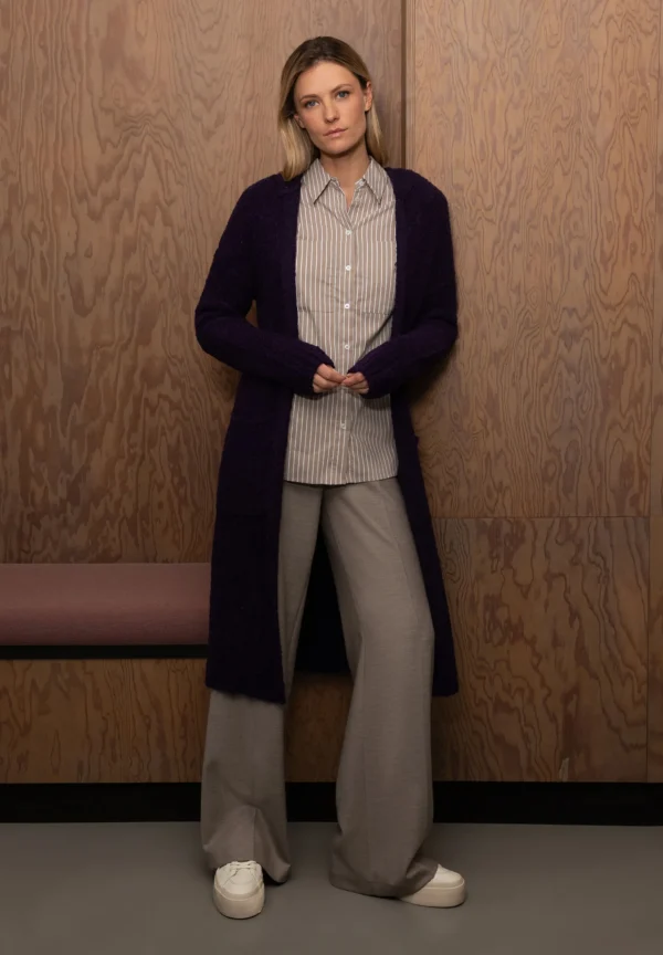 MORE & MORE lange Kapuzen-Strickjacke, pure purple, Herbst-Kollektion