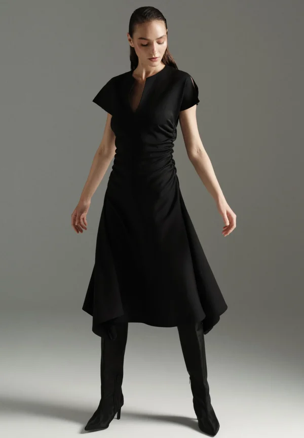 MORE & MORE Midikleid mit Raffung, MORE
