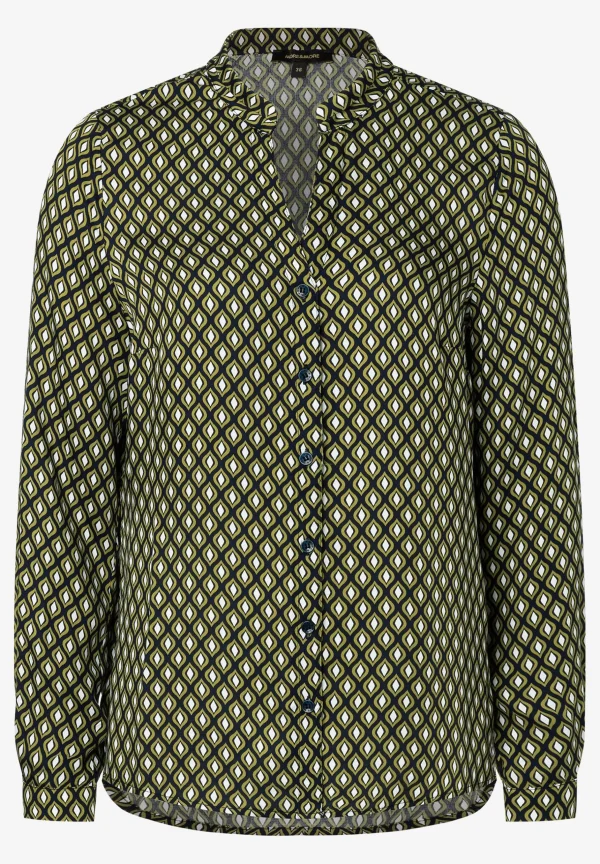 MORE & MORE Printbluse, grün/ecru/marine