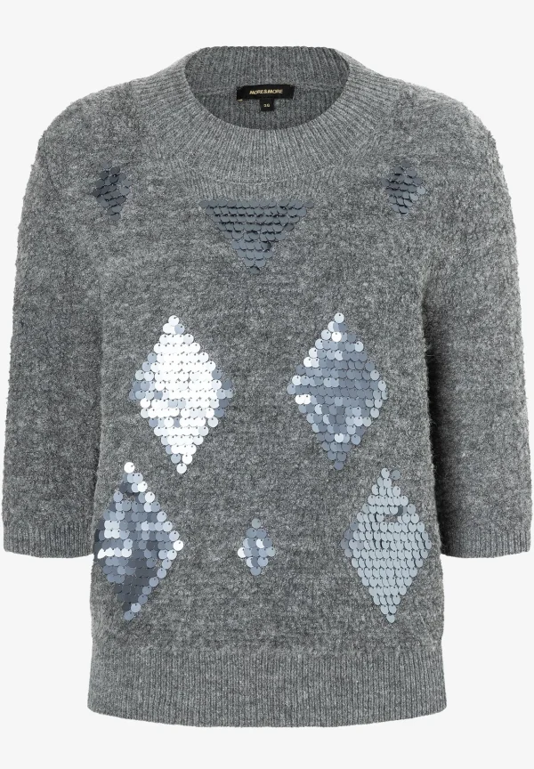 MORE & MORE Pullover mit Pailletten, , Party-Kollektion