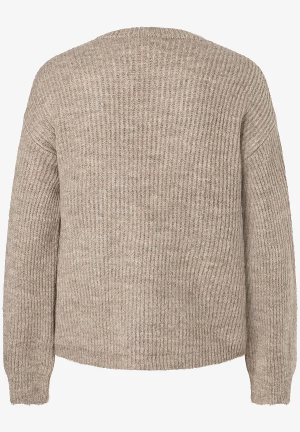MORE & MORE Rippen-Strickjacke, taupe melange, Herbst-Kollektion