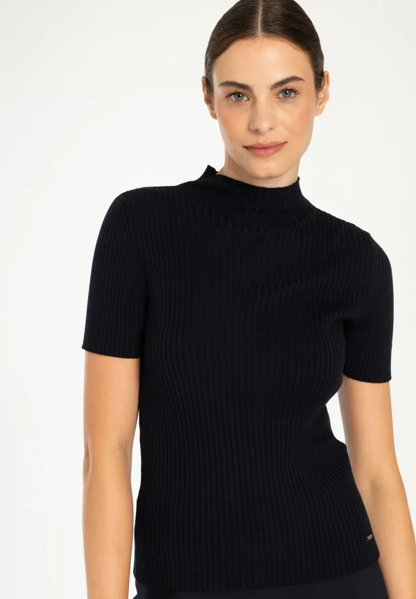 MORE & MORE Rippstrick-Pullover, Kurzarm,