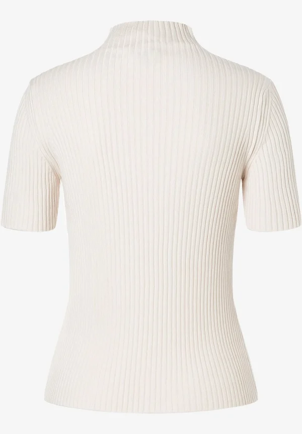 MORE & MORE Rippstrick-Pullover, Kurzarm, powder creme