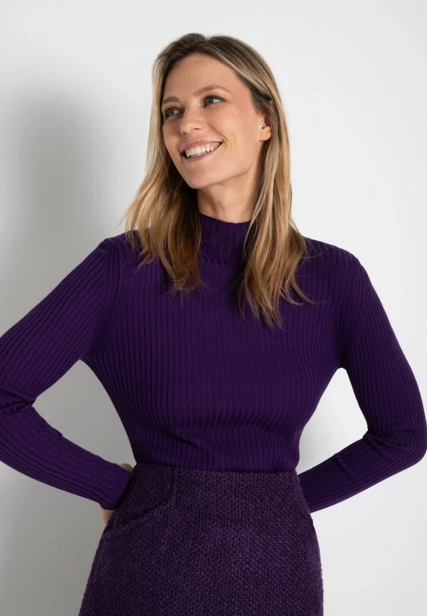 MORE & MORE Rippstrick-Pullover, pure purple, Herbst-Kollektion