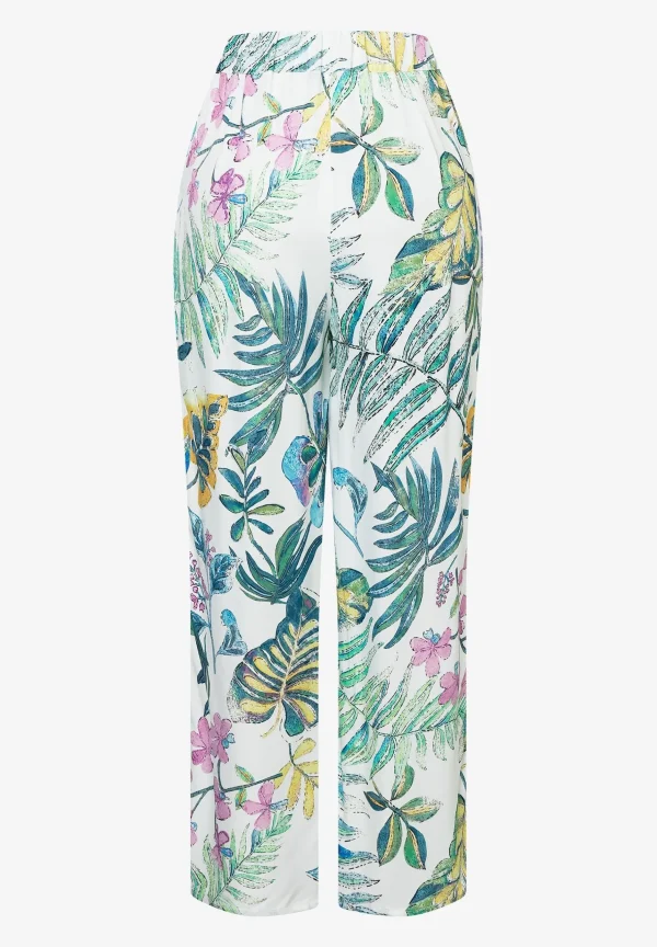 MORE & MORE Satinhose, Blätterprint, Sommer-Kollektion