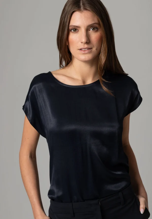 MORE & MORE Shirt mit Satinfront, marine