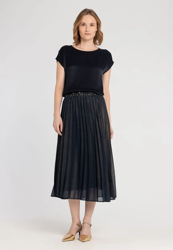 MORE & MORE Shirt mit Satinfront, marine