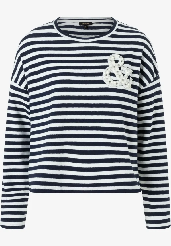 MORE & MORE Streifen-Sweatshirt mit Applikation, Frühjahrs-Kollektion