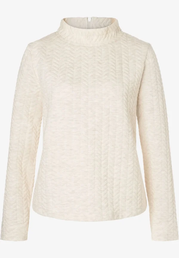 MORE & MORE Struktur-Sweatshirt, creme melange, Winter-Kollektion