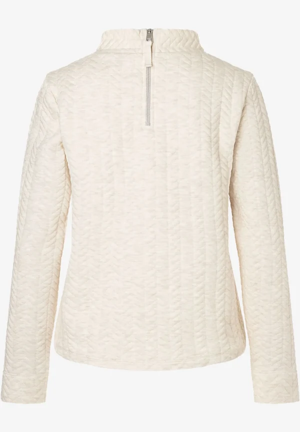 MORE & MORE Struktur-Sweatshirt, creme melange, Winter-Kollektion