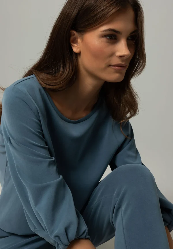 MORE & MORE Sweatshirt mit Knoten-Detail, greyblue, Winter-Kollektion