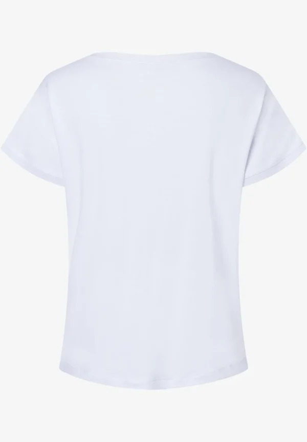MORE & MORE T-Shirt mit Chiffonkante, weiß, Frühjahrs-Kollektion